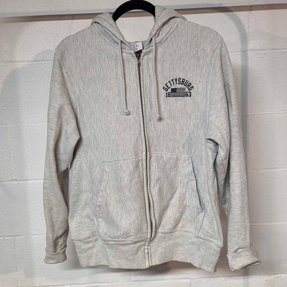 Champion Reverse Weave Gettysburg 1863 Souvenir Zip Up Hoodie Men S Oatmeal Grey